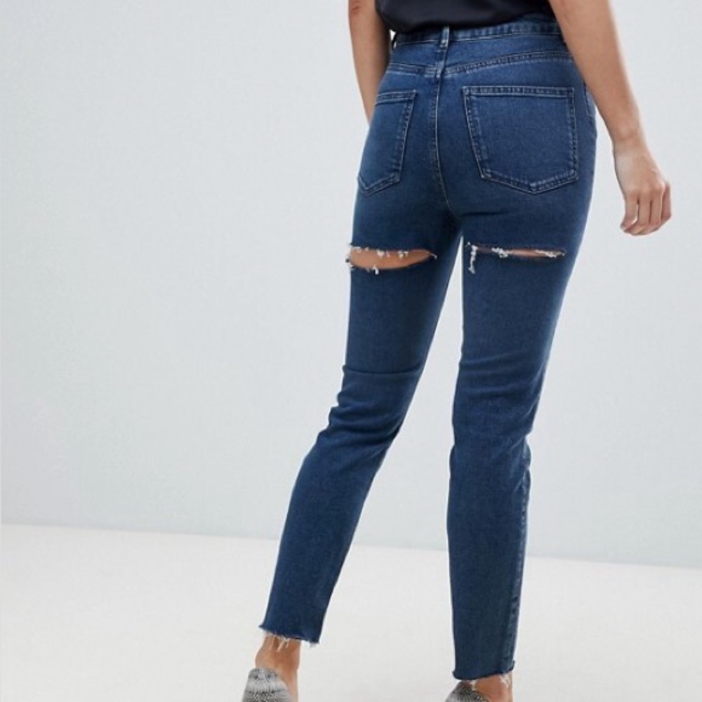 ASOS High Rise Slim Mom Jeans with slit